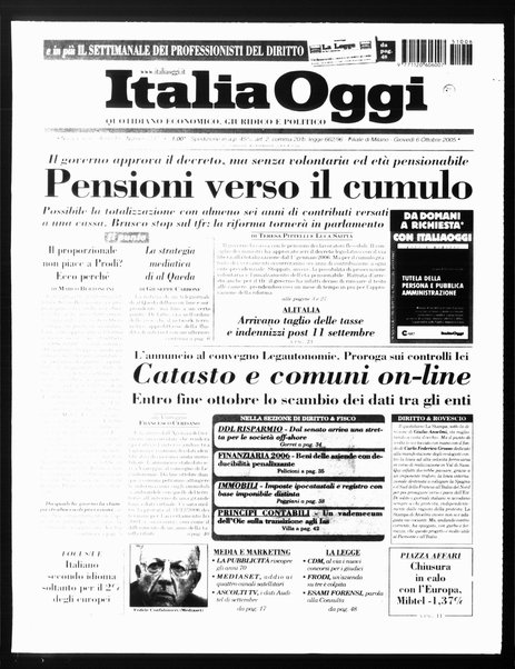 Italia oggi : quotidiano di economia finanza e politica